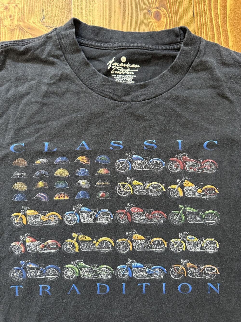 American Tradition Vintage Classic Motorcycle Biker Graphic T-Shirt Black XL Tee